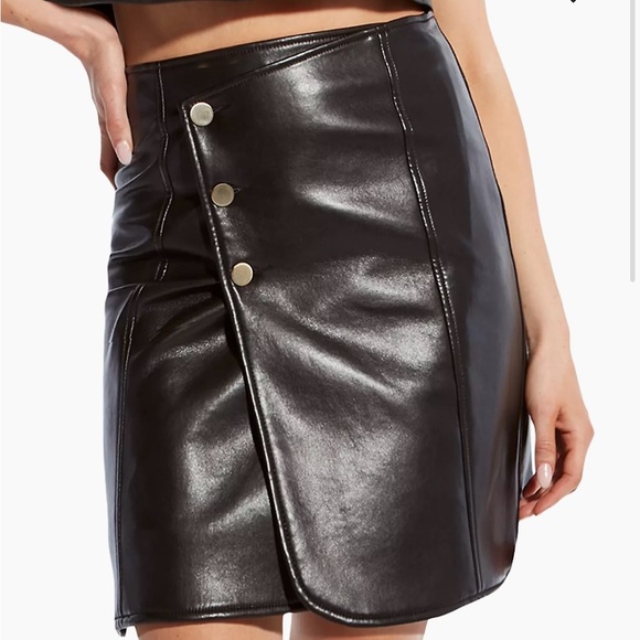 AS by DF - Allison Recycled Leather Skirt  - Black - Small - Picture 3 of 8